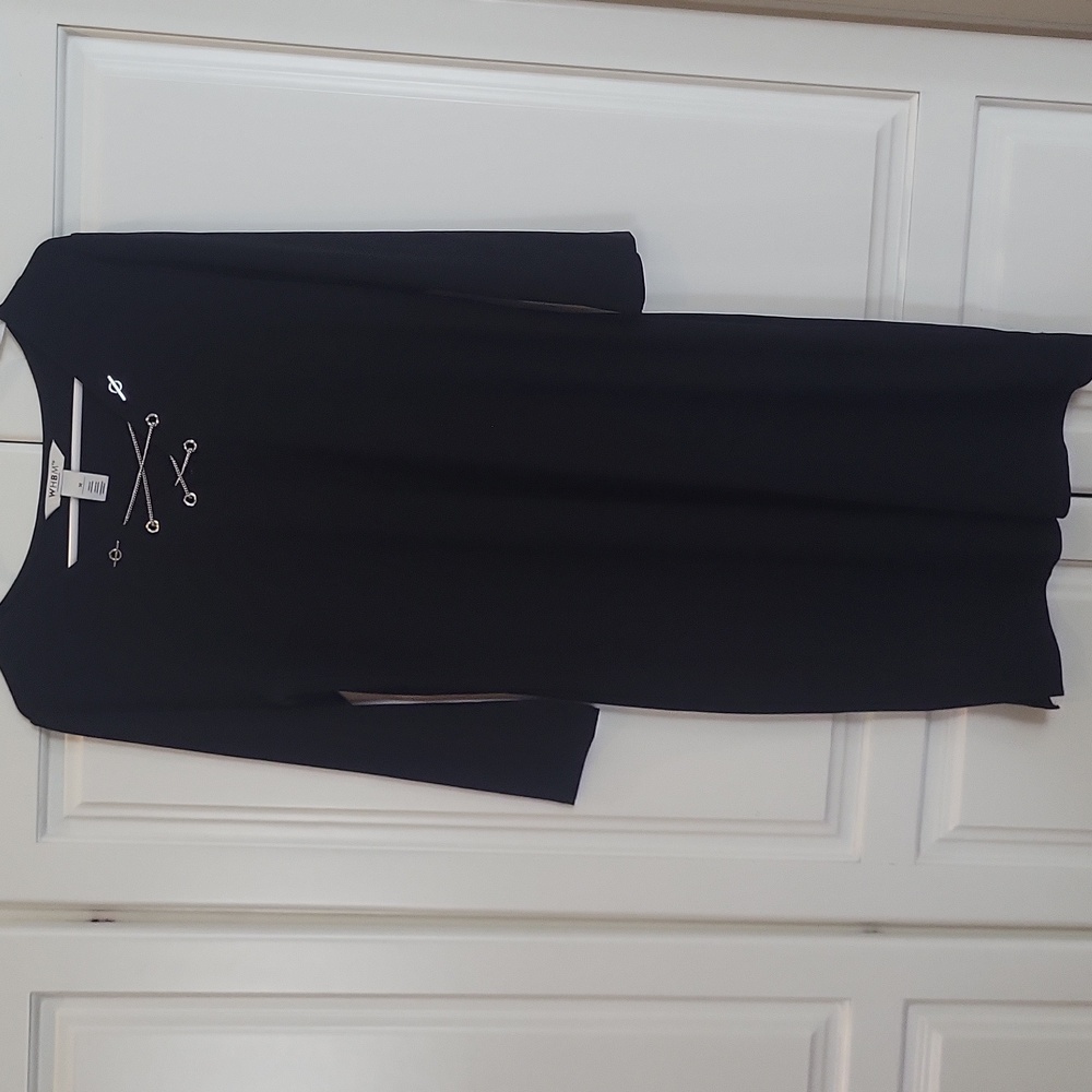 White House Black Market Black Dress with Silver Details